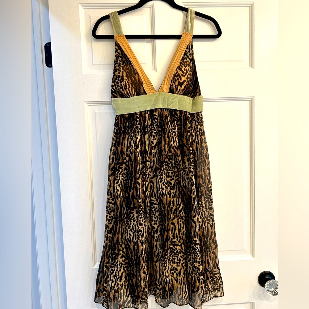 Animal print flowy dress vintage early Y2K 2000s